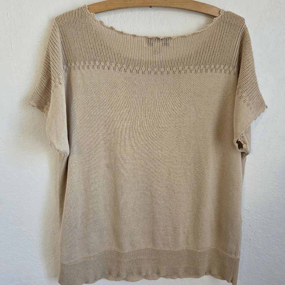 Coldwater Creek Dolman Short Sleeve Brown Metalic Knit Pullover PlusSize 1X - Picture 2 of 16